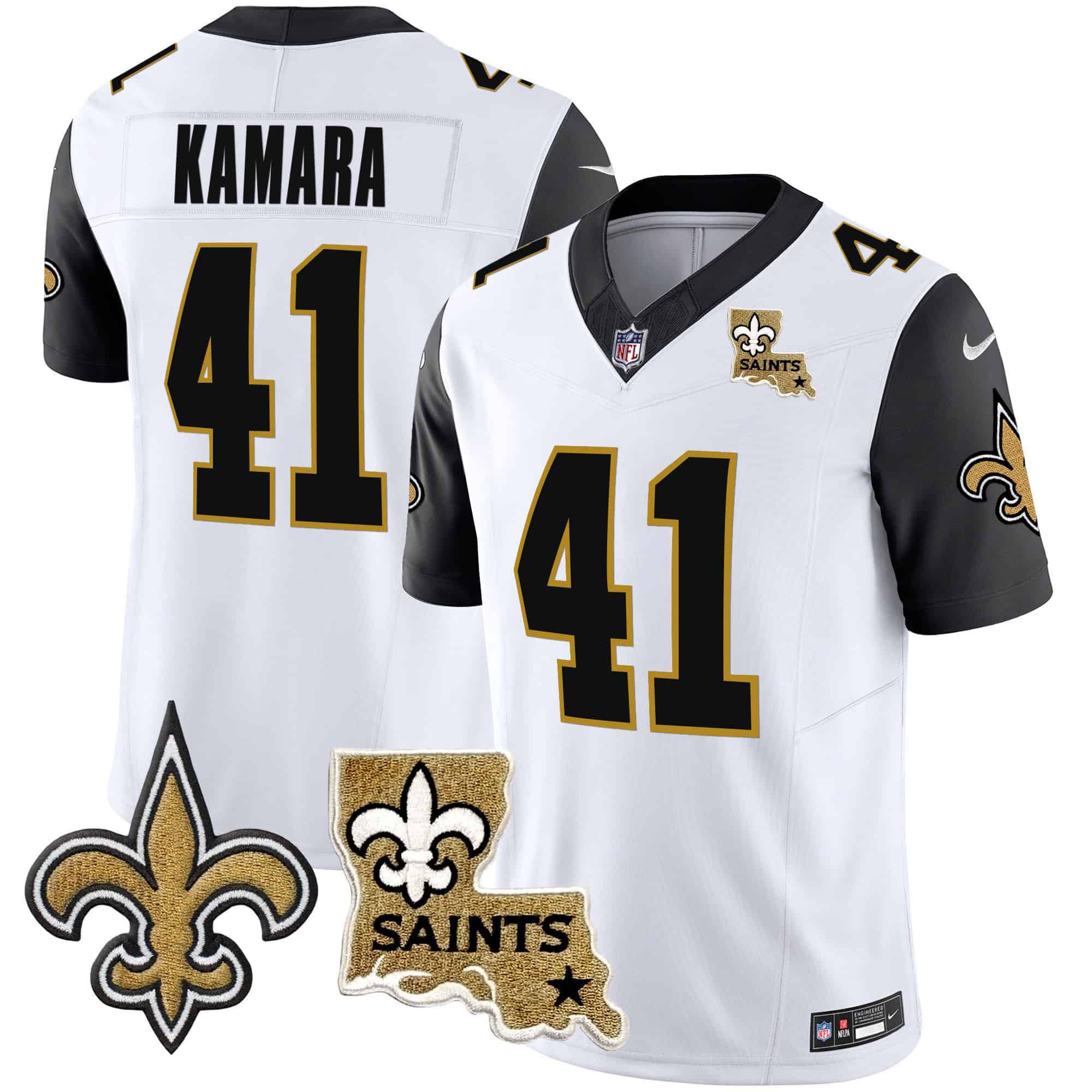 Men New Orleans Saints 41 Kamara White 2024 Nike Vapor Limited NFL Jersey style 2